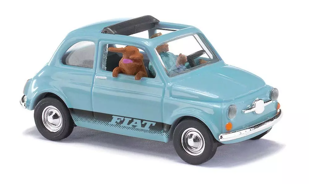 Busch 48735 - Fiat 500 mit Fahrer und Hund H0 1:87