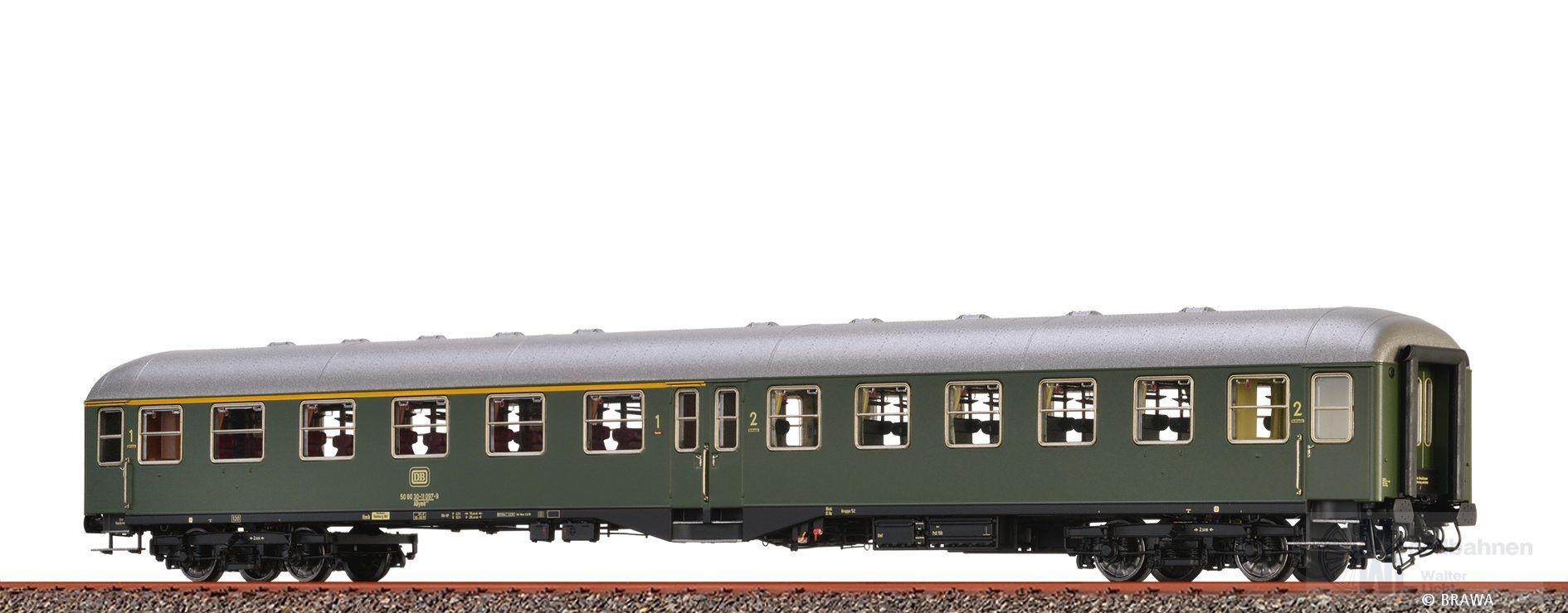 Brawa 58028 - Mitteleinstiegswagen DB Ep.IV 1/2.Kl. grün H0/WS Innenbeleuchtung