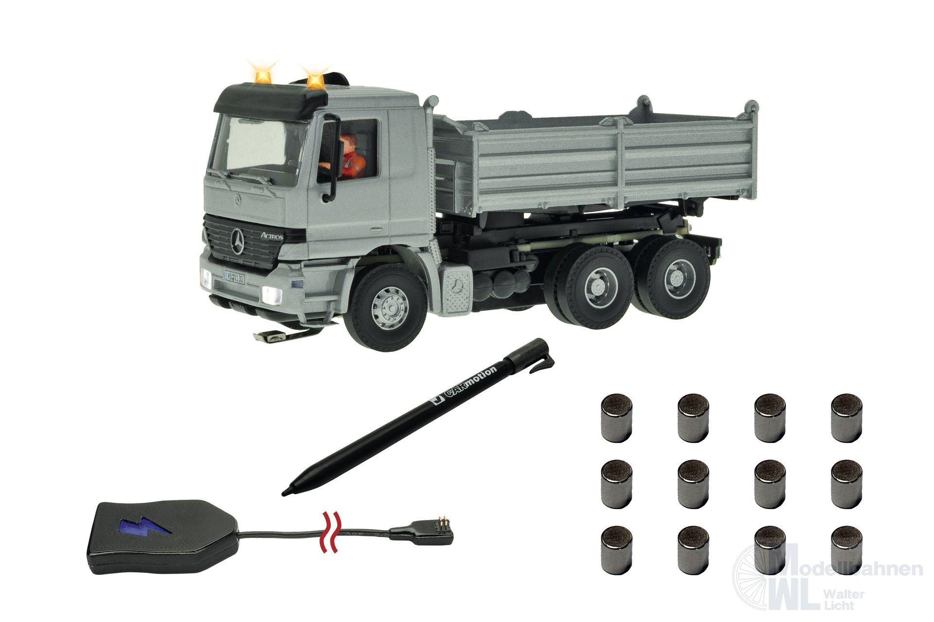 Viessmann 8004 - CarMotion Basis Startset Mercedes_Benz Actros Muldenkipper silber H0 1:87