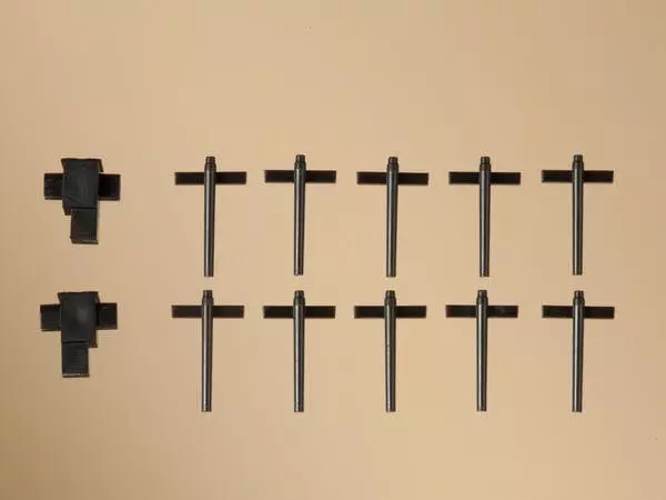 Auhagen 41619 - 10 Seilzughalter, 2 Druckrollenkäst H0 1:87