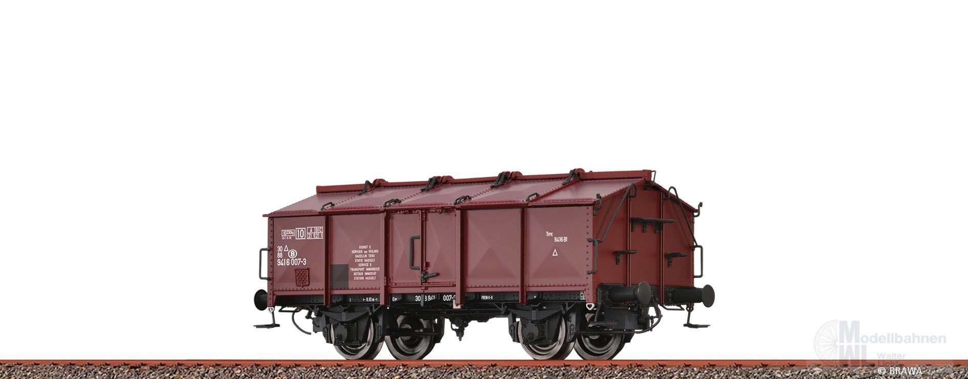 Brawa 50569 - Klappdeckelwagen SNCB Ep.IV Typ K H0/GL Brawa 50569 - Klappdeckelwagen SNCB Ep.IV Typ K H0/GL