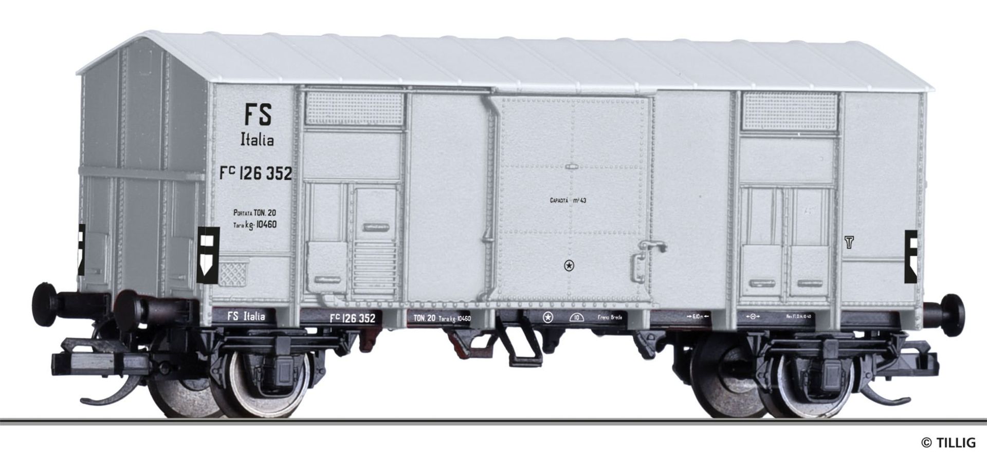 Tillig 14885 - Güterwagen gedeckt FS Ep.II TT 1:120