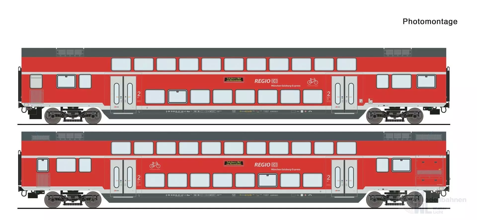 Roco 6220145 - Doppelstockwagen-Set DB Ep.VI 2.tlg. H0/WS
